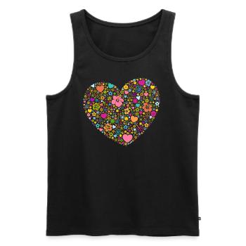 Cœurs Fleurs Fleurs Signe de Paix Yin et Yang - Débardeur bio Premium Homme - noir - Devant - Michal (187cm)