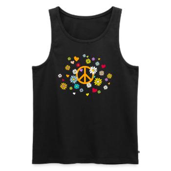 Peace-Zeichen Blume Herz flower power Valentinstag - Männer Premium Bio Tank Top - Schwarz - Vorne - Michal (187cm)