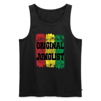 Original Junglist Rouge Jaune Vert DNB Drum n Bass - Débardeur bio Premium Homme - noir - Devant - AI Model Male 178 light (178cm)