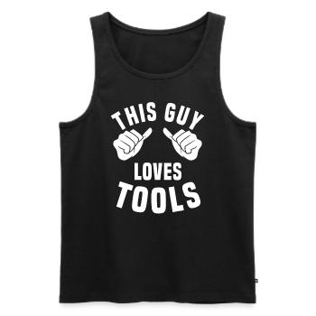 Ce gars aime les outils - Débardeur bio Premium Homme - noir - Devant - Michal (187cm)