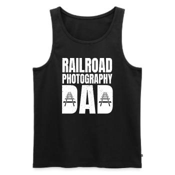 Eisenbahn Fotografie Papa Outfit Vatertag - Männer Premium Bio Tank Top - Schwarz - Vorne - Michal (187cm)