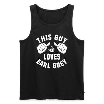 Ce gars aime Earl Grey - Débardeur bio Premium Homme - noir - Devant - AI Model Male 178 light (178cm)