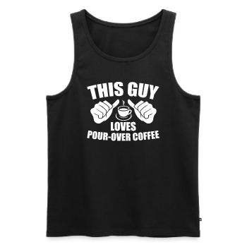 This guy loves hand-filtered coffee - Men's Premium Organic Tank Top - black - Front - AI Model Male 178 light (178cm)