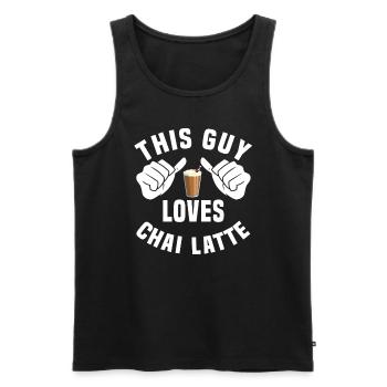 Funny Chai Latte Costume for Men - Men's Premium Organic Tank Top - black - Front - AI Model Male 178 light (178cm)