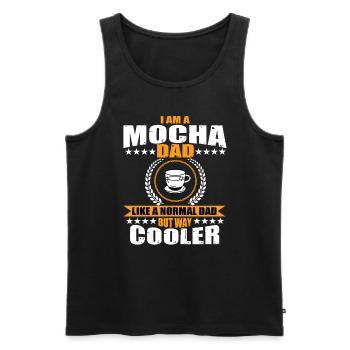 Drôle de papa de café moka - Débardeur bio Premium Homme - noir - Devant - AI Model Male 178 light (178cm)