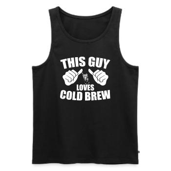 Dieser Typ Liebt Cold Brew - Männer Premium Bio Tank Top - Schwarz - Vorne - AI Model Male 178 light (178cm)
