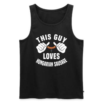 Hungarian sausage - Men's Premium Organic Tank Top - black - Front - AI Model Male 178 light (178cm)