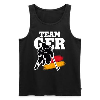 EISHOCKEY DEUTSCHLAND GERMANY - Männer Premium Bio Tank Top - Schwarz - Vorne - AI Model Male 178 light (178cm)