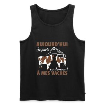 Vache Shirt • Mes vaches • Vache Cadeau - Débardeur bio Premium Homme - noir - Devant - Michal (187cm)