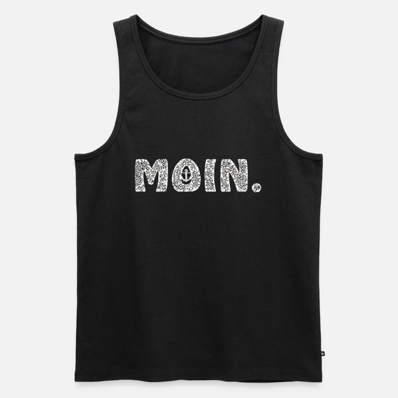 Moin. - Moin mit Anker - Männer Premium Bio Tank Top - Schwarz