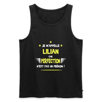 Lilian cadeau humour et drôle - Débardeur bio Premium Homme - noir - Devant - Michal (187cm)