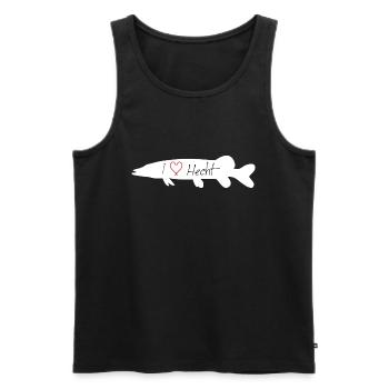 I Love Hecht weiß - Männer Premium Bio Tank Top - Schwarz - Vorne - AI Model Male 178 light (178cm)