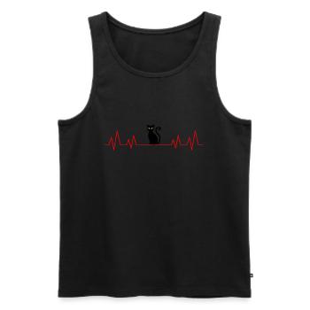 Katze Heartbeat Herzschlag Katze Kater - Männer Premium Bio Tank Top - Schwarz - Vorne - AI Model Male 178 light (178cm)