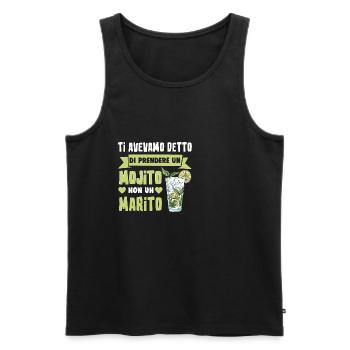Mojito au lieu de se marier Gift Wedding Italie - Débardeur bio Premium Homme - noir - Devant - AI Model Male 178 light (178cm)
