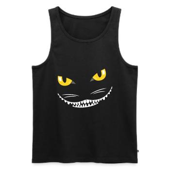 Funny Grinning Cat Cat Face Halloween - Men's Premium Organic Tank Top - black - Front - AI Model Male 178 light (178cm)