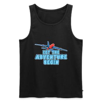 Let the adventure begin - travelling by plane - Men's Premium Organic Tank Top - black - Front - Michal (187cm)
