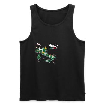 Italy Map - Bella Italia Vacation Souvenir - Men's Premium Organic Tank Top - black - Front - AI Model Male 178 light (178cm)