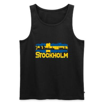 Stockholm Skyline - Men's Premium Organic Tank Top - black - Front - Michal (187cm)