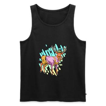 Beer Deer Bayern Lederhose Gift - Men's Premium Organic Tank Top - black - Front - AI Model Male 178 light (178cm)