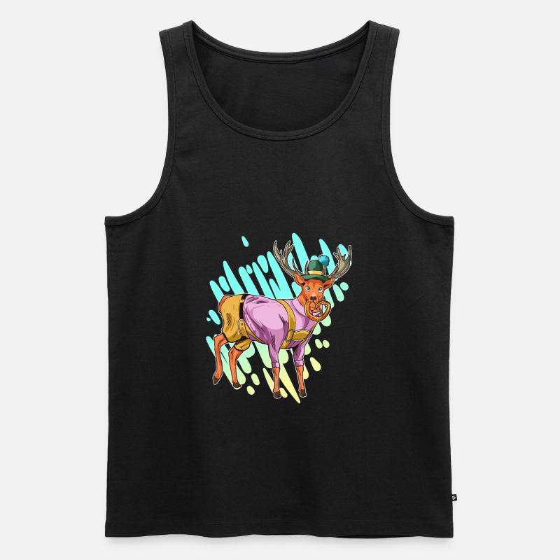 Bier Hirsch Bayern Lederhose Geschenk - Männer Premium Bio Tank Top - Schwarz