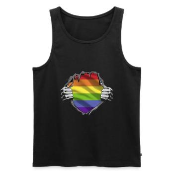 LGBTQ - Gay Pride - Rainbow - Gay INSIDE - Men's Premium Organic Tank Top - black - Front - AI Model Male 178 light (178cm)