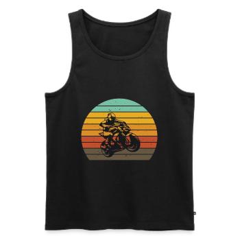 Motocyclisme au coucher du soleil - Débardeur bio Premium Homme - noir - Devant - Michal (187cm)