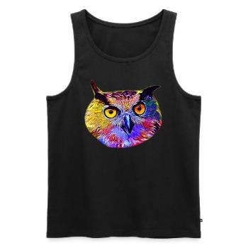 gxp chouette hibou vector art - Débardeur bio Premium Homme - noir - Devant - Michal (187cm)
