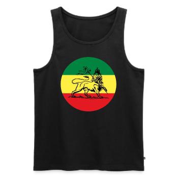 Lion of Judah - Jah Rastafari Reggae Rasta Flag - Männer Premium Bio Tank Top - Schwarz - Vorne - AI Model Male 178 light (178cm)