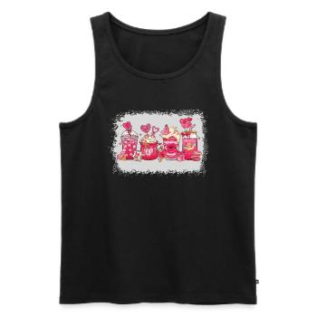 Valentinstag Heiße Schokolade Tasse Mokka - Männer Premium Bio Tank Top - Schwarz - Vorne - AI Model Male 178 light (178cm)