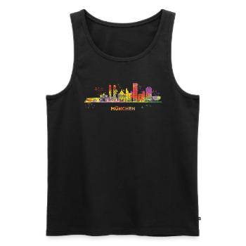 Munich Skyline Colorful Cityscape Munich - Men's Premium Organic Tank Top - black - Front - AI Model Male 178 light (178cm)