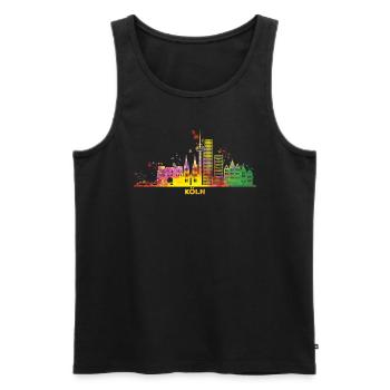 Kölner Skyline Bunt Stadtbild Köln - Männer Premium Bio Tank Top - Schwarz - Vorne - Michal (187cm)