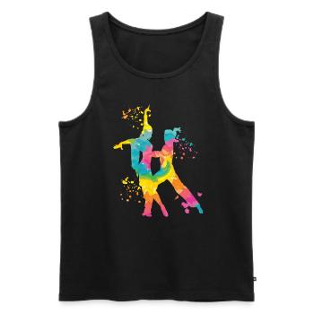 Danseur d’aquarelle de couple de danse latine - Débardeur bio Premium Homme - noir - Devant - AI Model Male 178 light (178cm)