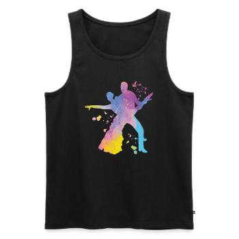 Danseur d’aquarelle de couple de danse latine - Débardeur bio Premium Homme - noir - Devant - AI Model Male 178 light (178cm)
