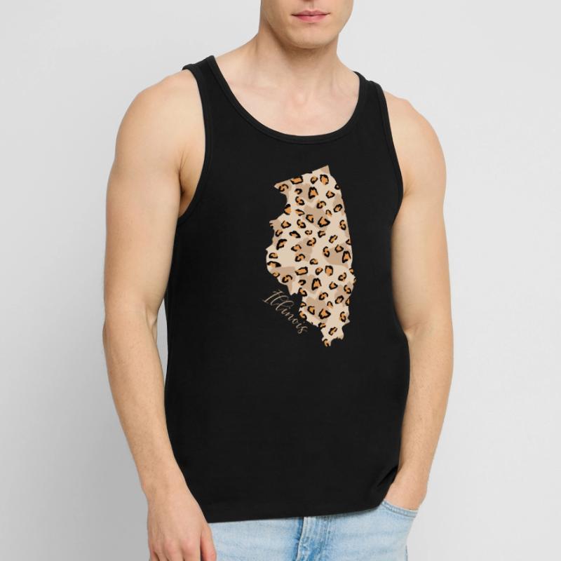 Illinois leopard pattern map Leo State Men's Premium Organic Tank Top