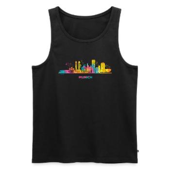 Munich Skyline Colorful Cityscape Munich - Men's Premium Organic Tank Top - black - Front - AI Model Male 178 light (178cm)