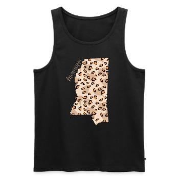 Mississippi Leopard Pattern Map Leo - Men's Premium Organic Tank Top - black - Front - AI Model Male 178 light (178cm)