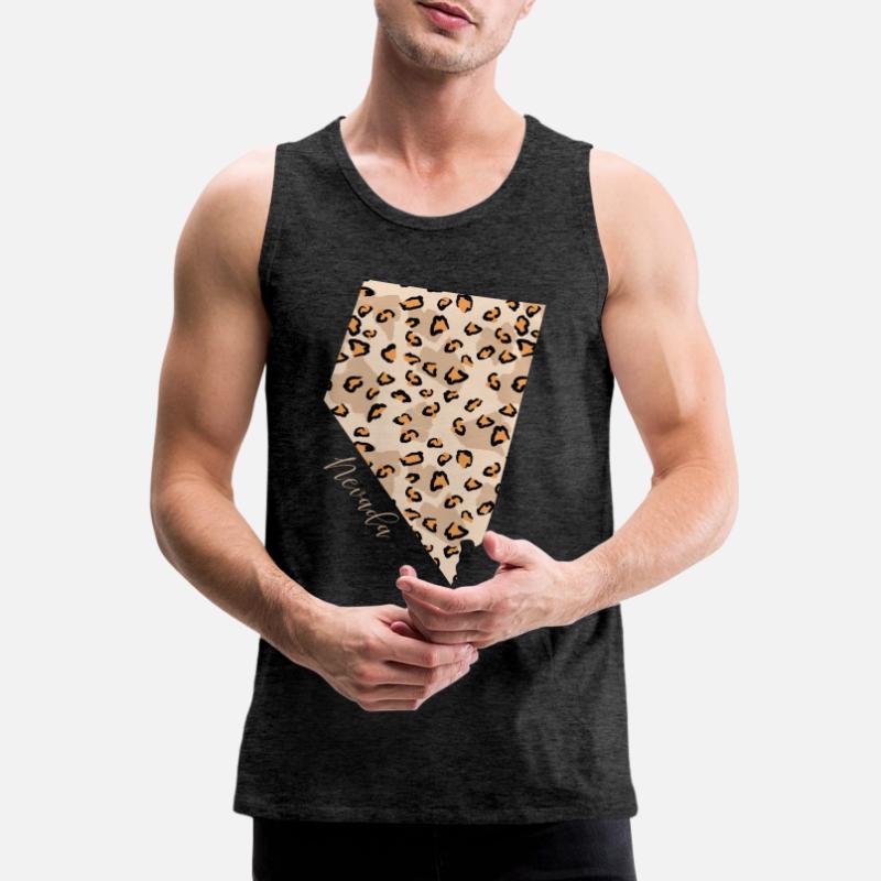 Nevada Leopard Pattern Map Leo Men's Premium Organic Tank Top