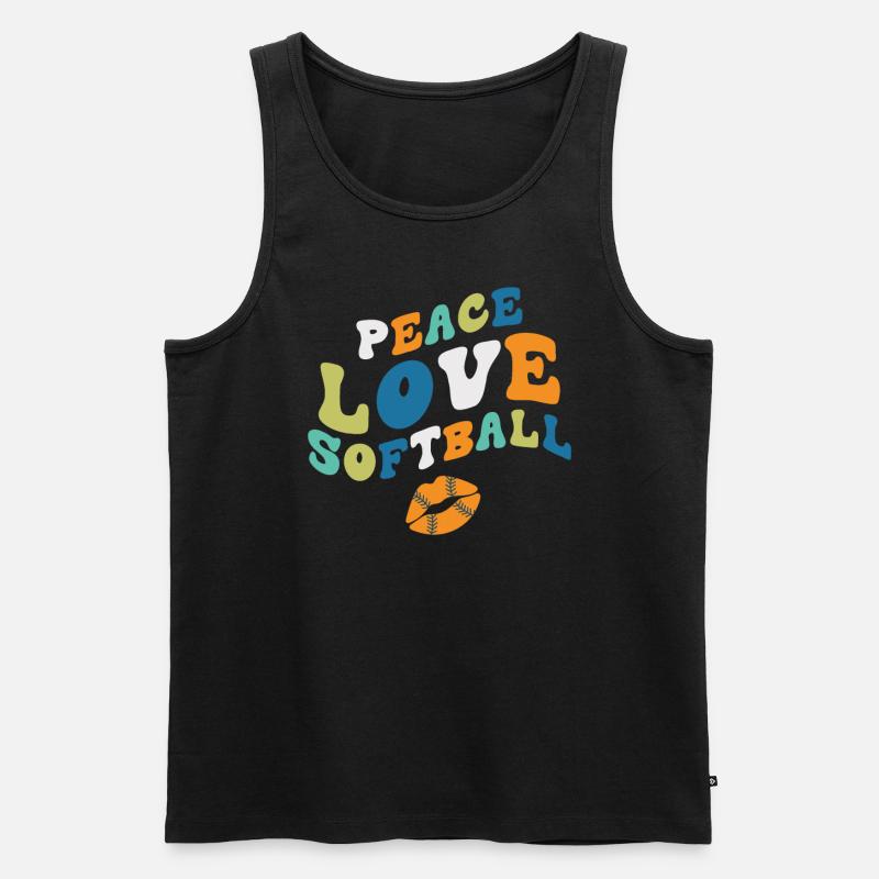 Mädchen Frieden Liebe Softball - Männer Premium Bio Tank Top - Schwarz