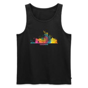 Kölner Skyline Bunt Stadtbild Köln - Männer Premium Bio Tank Top - Schwarz - Vorne - Michal (187cm)