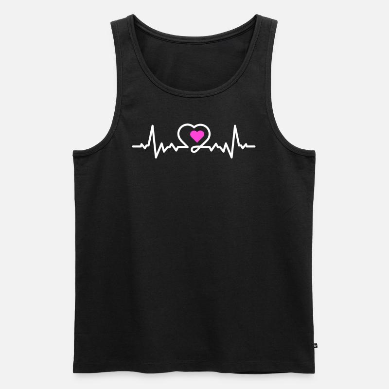 Love Herzfrequenz - Männer Premium Bio Tank Top - Schwarz