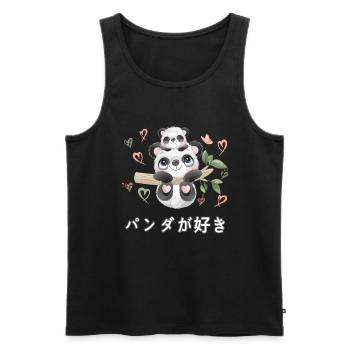 Ich Liebe Pandas Liebe Mama Panda Bär - Männer Premium Bio Tank Top - Schwarz - Vorne - Michal (187cm)