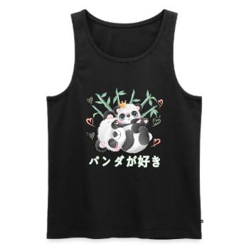 Ich Liebe Pandas Liebe Mama Panda Bär - Männer Premium Bio Tank Top - Schwarz - Vorne - Michal (187cm)