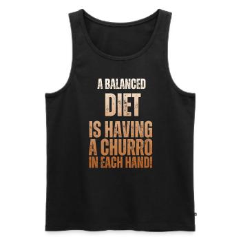 Une alimentation équilibrée est un churro - Débardeur bio Premium Homme - noir - Devant - AI Model Male 178 light (178cm)