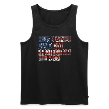 Mari Papa Protecteur Héros Fête des pères - Débardeur bio Premium Homme - noir - Devant - Michal (187cm)
