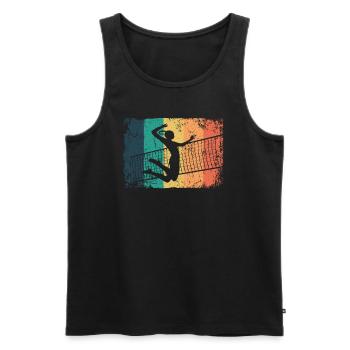 Volleyball Joueur Retro Beach Volleyball - Débardeur bio Premium Homme - noir - Devant - Michal (187cm)
