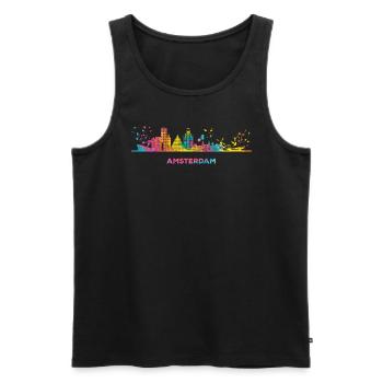 Amsterdam Skyline Amsterdam - Débardeur bio Premium Homme - noir - Devant - Michal (187cm)