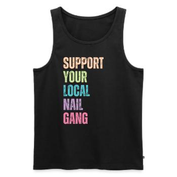 Unterstützen Sie Ihren Lokalen Nail Gang Nail Tech - Männer Premium Bio Tank Top - Schwarz - Vorne - AI Model Male 178 light (178cm)