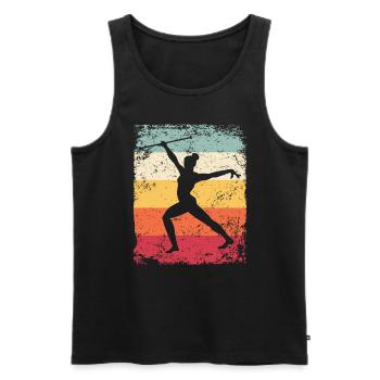 Gymnaste Baton Gymnastique Rythmique Rétro - Débardeur bio Premium Homme - noir - Devant - Michal (187cm)