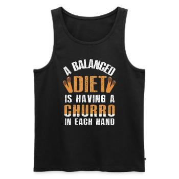 Une alimentation équilibrée est un churro - Débardeur bio Premium Homme - noir - Devant - AI Model Male 178 light (178cm)