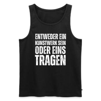 Entweder ein Kunstwerk Sein Nageldesignerin - Männer Premium Bio Tank Top - Schwarz - Vorne - AI Model Male 178 light (178cm)